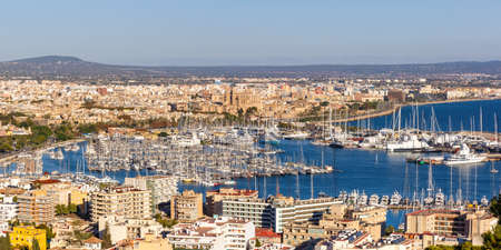 Palma de Mallorca marina harbor port with boats travel traveling holidays vacation panorama city in Spainの写真素材