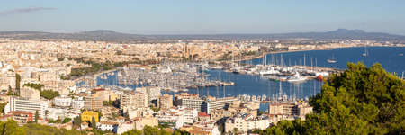 Palma de Mallorca marina harbor port with boats travel traveling holidays vacation panorama city in Spainの写真素材