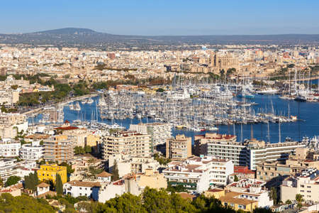 Palma de Mallorca marina harbor port with boats travel traveling holidays vacation city in Spainの写真素材