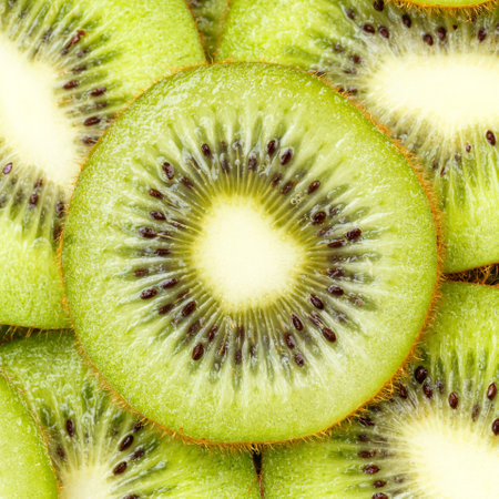 Kiwi fruit kiwis fruits background square from above freshの写真素材