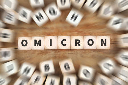 Omicron Variant Omicron  dice concept cubeの写真素材