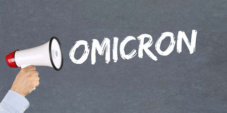 Omicron Variant Omicron  virus megaphone conceptの写真素材