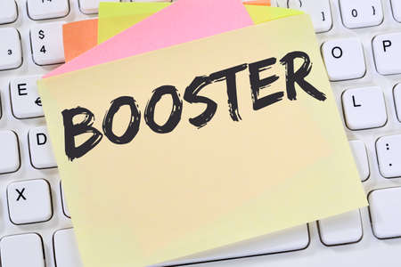 Booster shot vaccination dose virus vaccine note paper conceptの写真素材