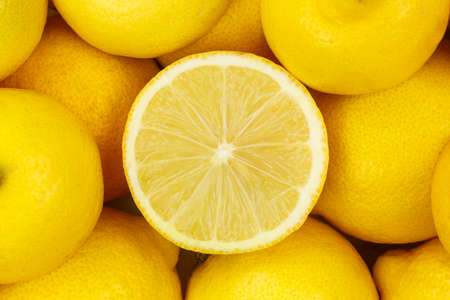 Lemon fruits lemons fruit background from above top viewの写真素材