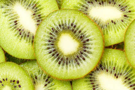 Kiwi fruit kiwis fruits background from above freshの写真素材