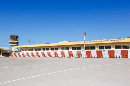 Skiathos, Greece - June 1, 2016: Terminal of Skiathos airport (JSI) in Greece.のeditorial素材