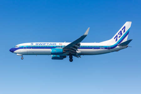 Heraklion, Greece - September 16, 2018: Swiftair Boeing 737-800 airplane at Heraklion airport (HER) in Greece.のeditorial素材