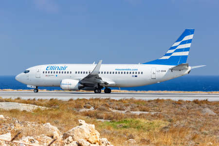 Heraklion, Greece - September 17, 2018: Ellinair Boeing 737-300 airplane at Heraklion airport (HER) in Greece.のeditorial素材