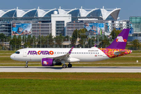 Munich, Germany - September 9, 2021: Air Cairo Airbus A320neo airplane at Munich airport (MUC) in Germany.のeditorial素材