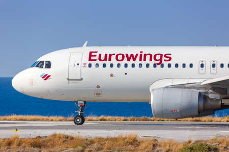 Heraklion, Greece - September 15, 2018: Eurowings Airbus A320 airplane at Heraklion airport (HER) in Greece.のeditorial素材