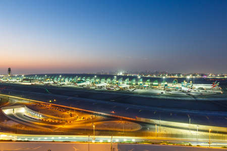 Dubai, United Arab Emirates - May 27, 2021: Overview of Terminal 3 at Dubai airport (DXB) in the United Arab Emirates.のeditorial素材