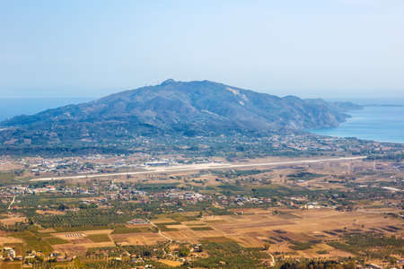 Zakynthos, Greece - September 20, 2020: Terminal of Zakynthos airport (ZTH) aerial view in Greece.のeditorial素材