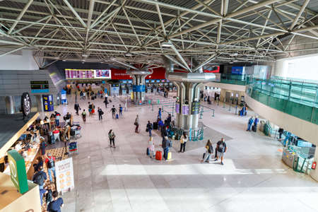 Lisbon, Portugal - September 25, 2021: Terminal of Lisbon airport (LIS) in Portugal.のeditorial素材