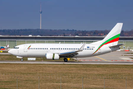 Stuttgart, Germany - March 24, 2021: Bul Air Boeing 737-300 airplane at Stuttgart airport (STR) in Germany.のeditorial素材