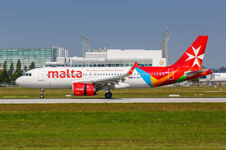 Munich, Germany - September 9, 2021: Air Malta Airbus A320neo airplane at Munich airport (MUC) in Germany.のeditorial素材