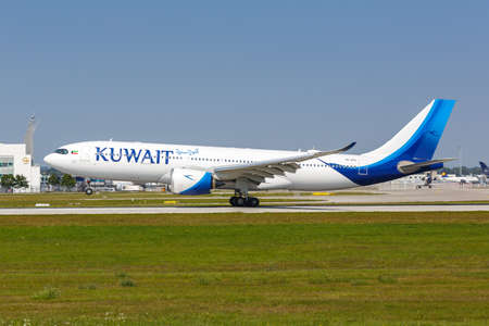 Munich, Germany - September 9, 2021: Kuwait Airways Airbus A330-800neo airplane at Munich airport (MUC) in Germany.のeditorial素材