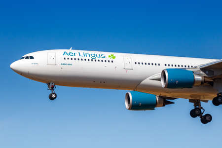 Stuttgart, Germany - March 24, 2021: Aer Lingus Airbus A330-300 airplane at Stuttgart airport (STR) in Germany.のeditorial素材