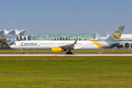 Munich, Germany - September 9, 2021: Condor Boeing 757-300 airplane at Munich airport (MUC) in Germany.のeditorial素材