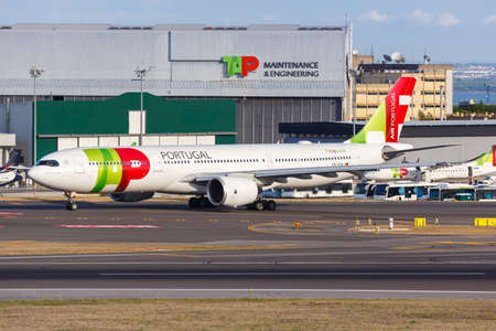 Lisbon, Portugal - September 24, 2021: TAP Air Portugal Airbus A330-900neo airplane at Lisbon airport (LIS) in Portugal.のeditorial素材