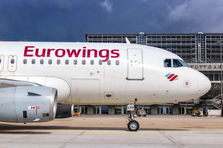 Stuttgart, Germany - September 11, 2021: Eurowings Airbus A319 airplane at Stuttgart airport (STR) in Germany.のeditorial素材