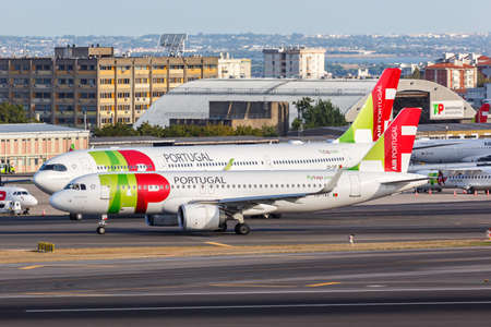 Lisbon, Portugal - September 24, 2021: TAP Air Portugal Airbus A320neo and A330-900neo airplanes at Lisbon airport (LIS) in Portugal.のeditorial素材