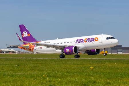 Stuttgart, Germany - September 8, 2021: Air Cairo Airbus A320neo airplane at Stuttgart airport (STR) in Germany.のeditorial素材