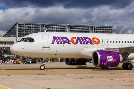 Stuttgart, Germany - September 11, 2021: Air Cairo Airbus A320neo airplane at Stuttgart airport (STR) in Germany.のeditorial素材