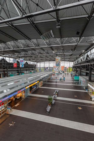 Dresden, Germany - August 1, 2021: Dresden Airport (DRS) Terminal building portrait format in Germany.のeditorial素材