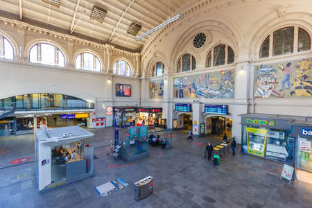 Bremen, Germany - April 20, 2021: Bremen main railway station Hauptbahnhof Hbf Deutsche Bahn DB in Germany.のeditorial素材