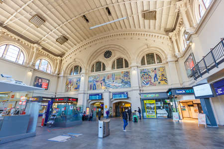 Bremen, Germany - April 20, 2021: Bremen main railway station Hauptbahnhof Hbf Deutsche Bahn DB in Germany.のeditorial素材