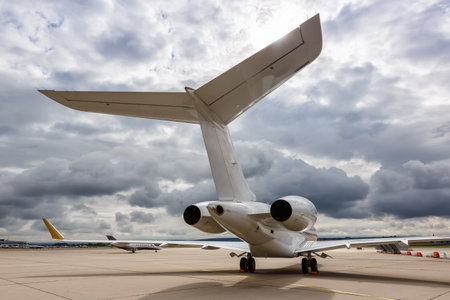 Stuttgart, Germany - September 11, 2021: Luxaviation Bombardier Global Express airplane at Stuttgart airport (STR) in Germany.のeditorial素材