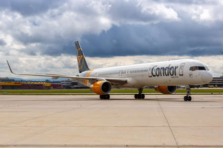 Stuttgart, Germany - September 11, 2021: Condor Boeing 757-300 airplane at Stuttgart airport (STR) in Germany.のeditorial素材