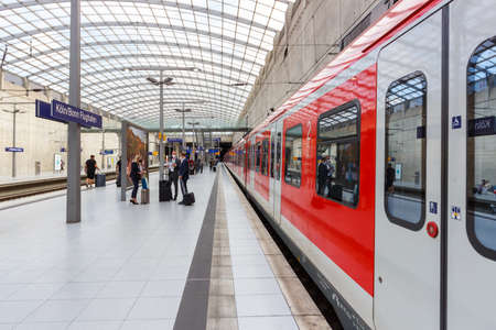 Cologne, Germany - August 3, 2021: S-Bahn regional suburban train S Bahn at Cologne KÃ¶ln Bonn...