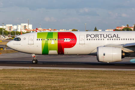 Lisbon, Portugal - September 22, 2021: TAP Air Portugal Airbus A330-900neo airplane at Lisbon airport (LIS) in Portugal.のeditorial素材