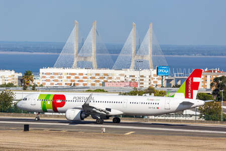 Lisbon, Portugal - September 24, 2021: TAP Air Portugal Airbus A321neo airplane at Lisbon airport...