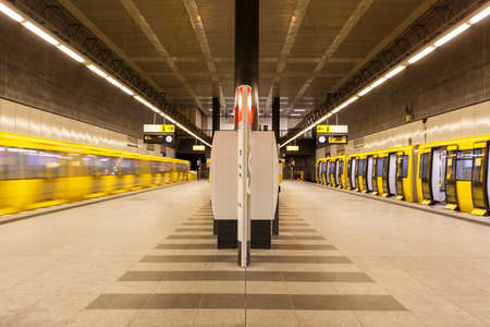 Berlin, Germany - April 22, 2021: Metro U-Bahn Underground Hauptbahnhof main station in Berlin, Germany.のeditorial素材