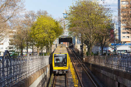 Berlin, Germany - April 23, 2021: Metro U-Bahn Underground train IK type at Nollendorfplatz square in Berlin, Germany.のeditorial素材