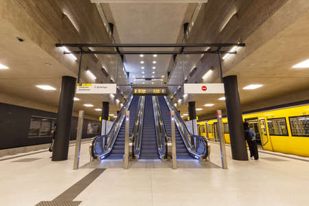 Berlin, Germany - April 23, 2021: Metro U-Bahn underground station Unter den Linden in Berlin, Germany.のeditorial素材