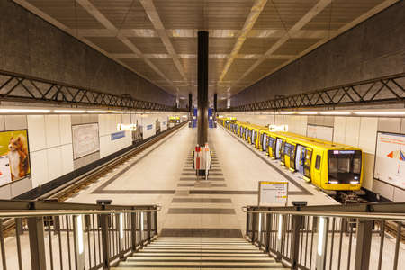 Berlin, Germany - April 22, 2021: Metro U-Bahn Underground Hauptbahnhof main station in Berlin, Germany.のeditorial素材