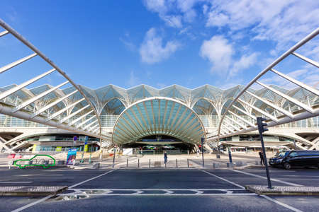 Lisbon, Portugal - September 25, 2021: Lisbon Lisboa Oriente railway station modern architecture in Portugal.のeditorial素材