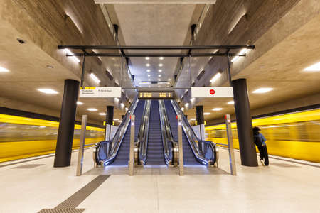Berlin, Germany - April 23, 2021: Metro U-Bahn underground station Unter den Linden in Berlin, Germany.のeditorial素材