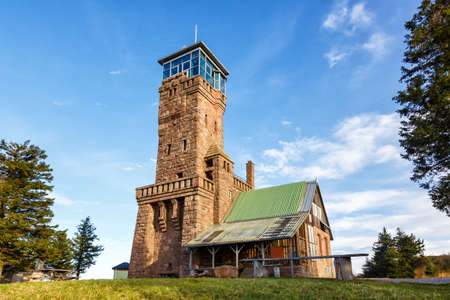 Hornisgrindeturm tower on top summit peak of Hornisgrinde mountain in Seebach in the Black Forest Schwarzwald autum fall in Germany parkのeditorial素材