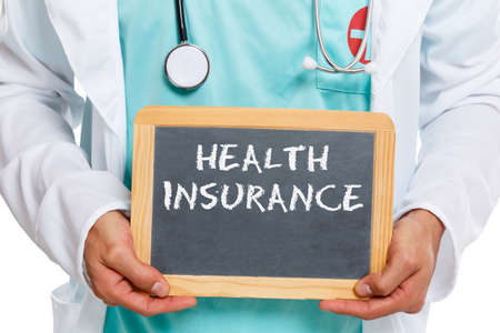 Health insurance doctor medical concept ill illness healthy slate boardの写真素材