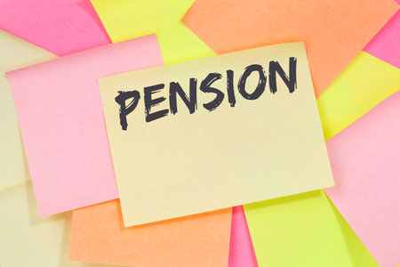 Pension retirement pensioner business concept note paper notepaperの写真素材
