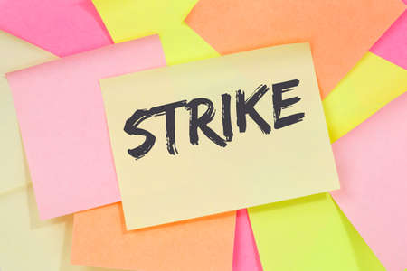 Strike protest action demonstrate jobs, job employees business note paper notepaperの写真素材