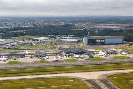 Toulouse, France - September 21, 2021: Aerial photo of the Airbus headquarters at Toulouse airport (TLS) in France.のeditorial素材