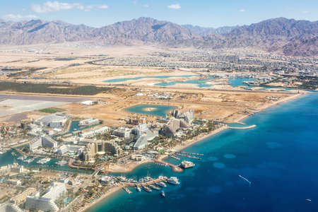 Eilat Israel beach aerial view photo city Red Sea Aqaba travel travelingの写真素材