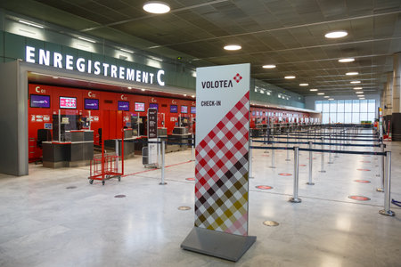 Toulouse, France - September 21, 2021: Terminal Check-In C at Toulouse Blagnac airport (TLS) in France.のeditorial素材