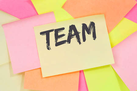 Team teamwork working together business concept office note paper notepaperの写真素材