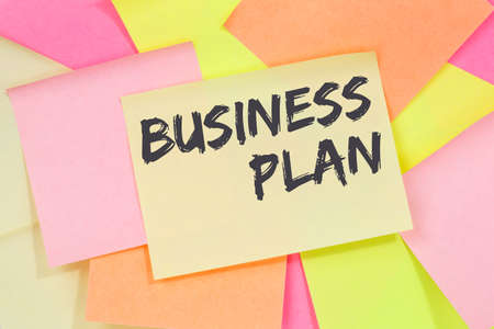 Business plan analysis strategy success company note paper notepaperの写真素材